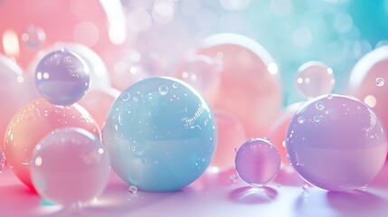 Wall Mural - 3d rendering of a pastel colored bubble. the bubble is floating in a soft, out of focus background.