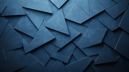 Poster - Abstract dark blue background with geometric shapes and textures, creating modern and dynamic visual effect. Perfect for design projects and digital art