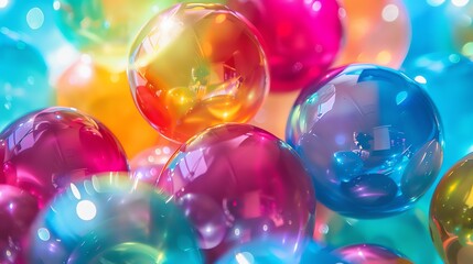 Amazing 3D rendering of colorful glossy spheres. Vibrant colors and smooth shapes create a sense of joy and wonder.