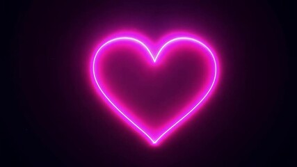 Leinwandbilder - A bright pink neon heart radiates light against a deep black backdrop, creating a striking contrast. This visual evokes emotions of love and passion, ideal for artistic expressions.