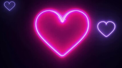 Leinwandbilder - A bright neon heart shines in vivid pink against a dark backdrop, embodying a sense of love and warmth. The glowing shape pulsates softly, evoking romance and creativity.