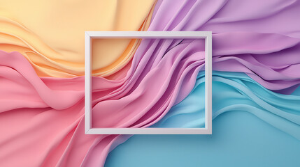 Aufkleber - Soft pastel waves create serene backdrop with white frame, perfect for showcasing art or photography. gentle colors evoke calmness and creativity