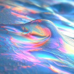 Aufkleber - Abstract illustration with soft liquid waves shimmering in shades of sea wave and sunset gold, creating a fantastical and organic effect