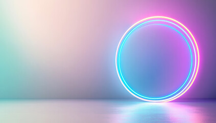 Canvas Print - abstract futuristic background with a glowing circular neon design and gradient light