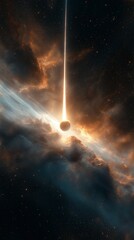 Wall Mural - Cosmic dance of light and shadow, a celestial eruption igniting the void in breathtaking hues and stellar beauty. Generative AI