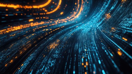 Abstract road with blue light trails , data transfer speed and digitization concept