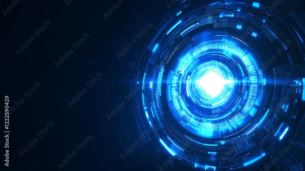 Abstract blue circuit board technology background with digital connections, high-tech network system concept, vector illustration of futuristic data flow on dark blue background


