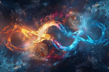 Wall Mural - swirling nebulae of fire and ice intertwine in a cosmic dance, creating a breathtaking spectacle amo