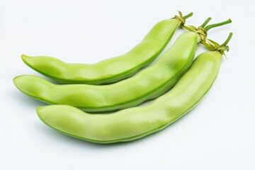 Delicious flor de mayo beans isolated on pristine white backdrop highlighting fresh green color and smooth texture