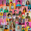 © Robert Kneschke - Colorful portrait wall showcasing diverse people of various ages and ethnicities