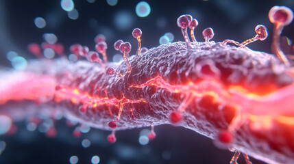 Poster - A comprehensive 3D model illustrating the pre- and postsynaptic neuron structures, including recepto
