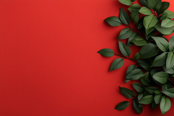 Aufkleber - An overhead view of curling green vines bristling with thorns, laid across an intense red gradient s