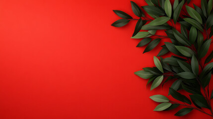 Aufkleber - A vivid pattern of intersecting, sharp green stems arranged on a strong red gradient, highlighting t