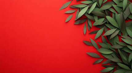 Aufkleber - A vivid pattern of intersecting, sharp green stems arranged on a strong red gradient, highlighting t