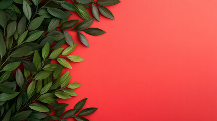 Aufkleber - A vivid pattern of intersecting, sharp green stems arranged on a strong red gradient, highlighting t