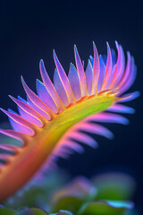 Poster - A highly detailed close-up revealing the intricate ridges and vivid coloration of a Venus flytrapâ€™