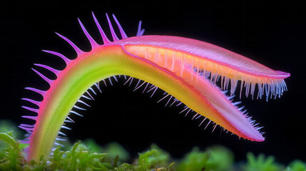 Aufkleber - A crisp, saturated capture of a Venus flytrapâ€™s open jaws, showcasing the spinesâ€™ sharpness and