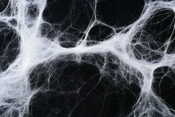 Poster - A highly detailed close-up of a dew-covered spider web glistening in the morning sunlight, showcasin