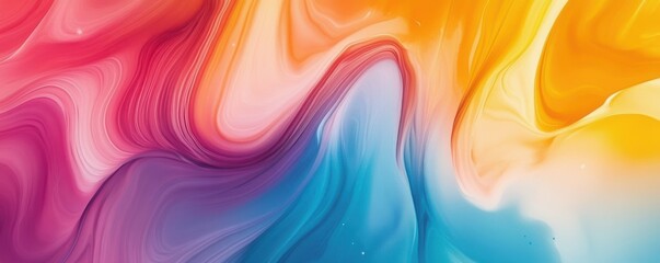 Wall Mural - Colorful abstract swirl with vibrant red, orange, and blue fluid patterns