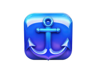 Wall Mural - Isolated Blue Square Anchor Icon