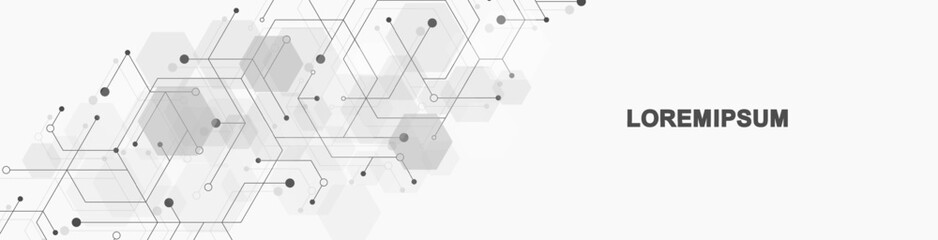 Wall Mural - health care abstract background with lines, dots and hexagons. medical innovation banner template co