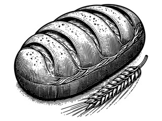 Wall Mural - freshly baked loaf of bread raster illustration