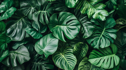 Wall Mural - fresh green fern background with soft light.