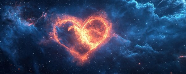 Wall Mural - fiery heart nebula in deep space amongst cosmic clouds and stars