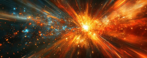 Wall Mural - vibrant cosmic explosion with radiating energy and colorful nebulae