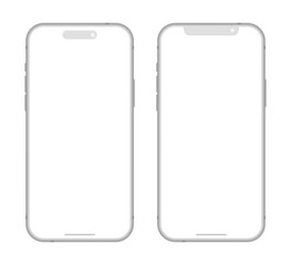 Wall Mural - grey smartphone device mockup template vector illustration. set of two mobile phone clay devices wit