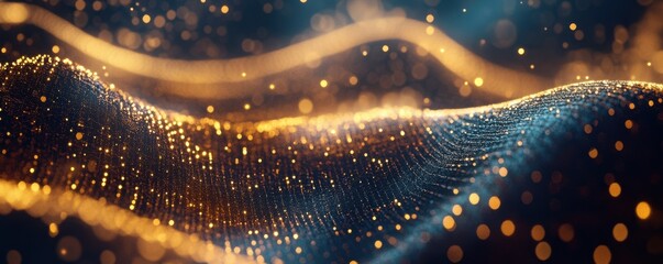 Wall Mural - glowing abstract light wave with bokeh particles and soft curves