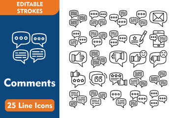 Poster - Comments Line Editable Icons set. Vector illustration in thin line modern style related icons:speech bubble, message, chat, chatting, comment, chat bubble, conversation, bubble, 