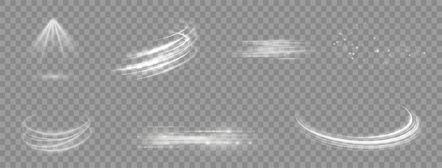 Wall Mural - light effects. isolated white transparent light effects, glare, explosion, sparkle, dust, line, sola