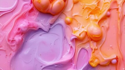 Poster - Animation in pink and orange with layered curves that flow and intertwine