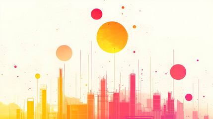 Sticker - Sunrise Cityscape, Abstract Art, Digital, Website