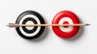 © Stocker - Two targets with an arrow in the middle on white background. Generative AI