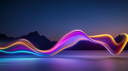 Wall Mural - Colorful wave is shown on a dark background. Minimalistic background.