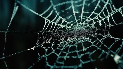 Dew Drops Adorn Intricate Spiderweb Threads