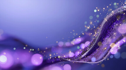 Wall Mural - Purple wave with glittery stars. Minimalistic background.