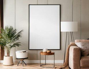 Wall Mural - New Mockup poster frame in minimalist modern interior background