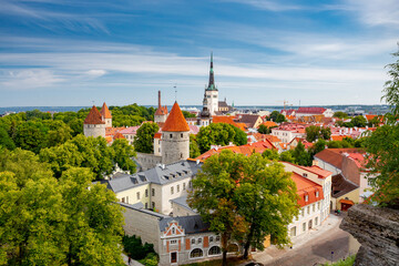 Wall Mural - Tallinn, Estonia. Old town panoramic view	