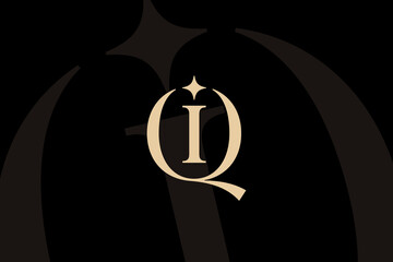 Wall Mural - qi or iq letter logo icon design. classic style luxury initials monogram.