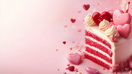 Poster - Romantic Valentine's  Day Cake background or banner