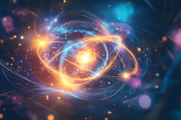 Wall Mural - vibrant visualization of quantum particles in abstract design