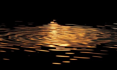 Wall Mural - Liquid gold creates mesmerizing ripples in dark background