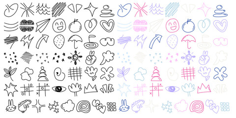 Wall Mural - set of popular abstract boho doodles element stock design.