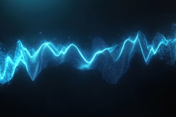 Abstract blue digital wave flowing, dark background, technology concept