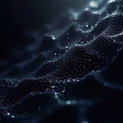 Wall Mural - futuristic abstract background, waves of dots on dark blue background, vector illustration. database