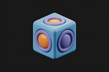 Wall Mural - A 3D rendered cube with embedded pastel-colored spheres, creating a visually appealing abstract design.
