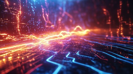 futuristic city network data flow, glowing lines, abstract background, tech concept